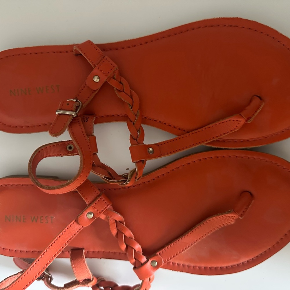 Nine West Braided Strap Orange Sandals